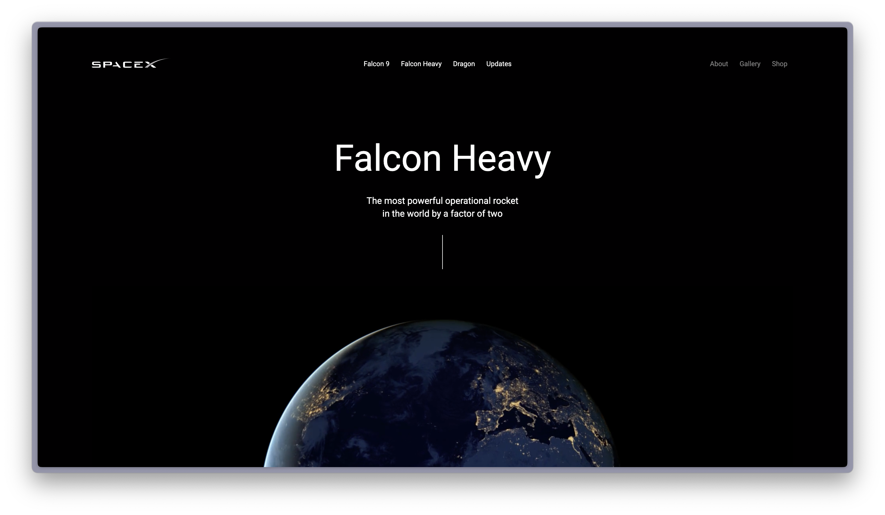 the interface of my Spacex project